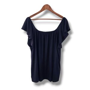 Lane Bryant Navy Swing Tee With Flutter Sleeves | 18/20